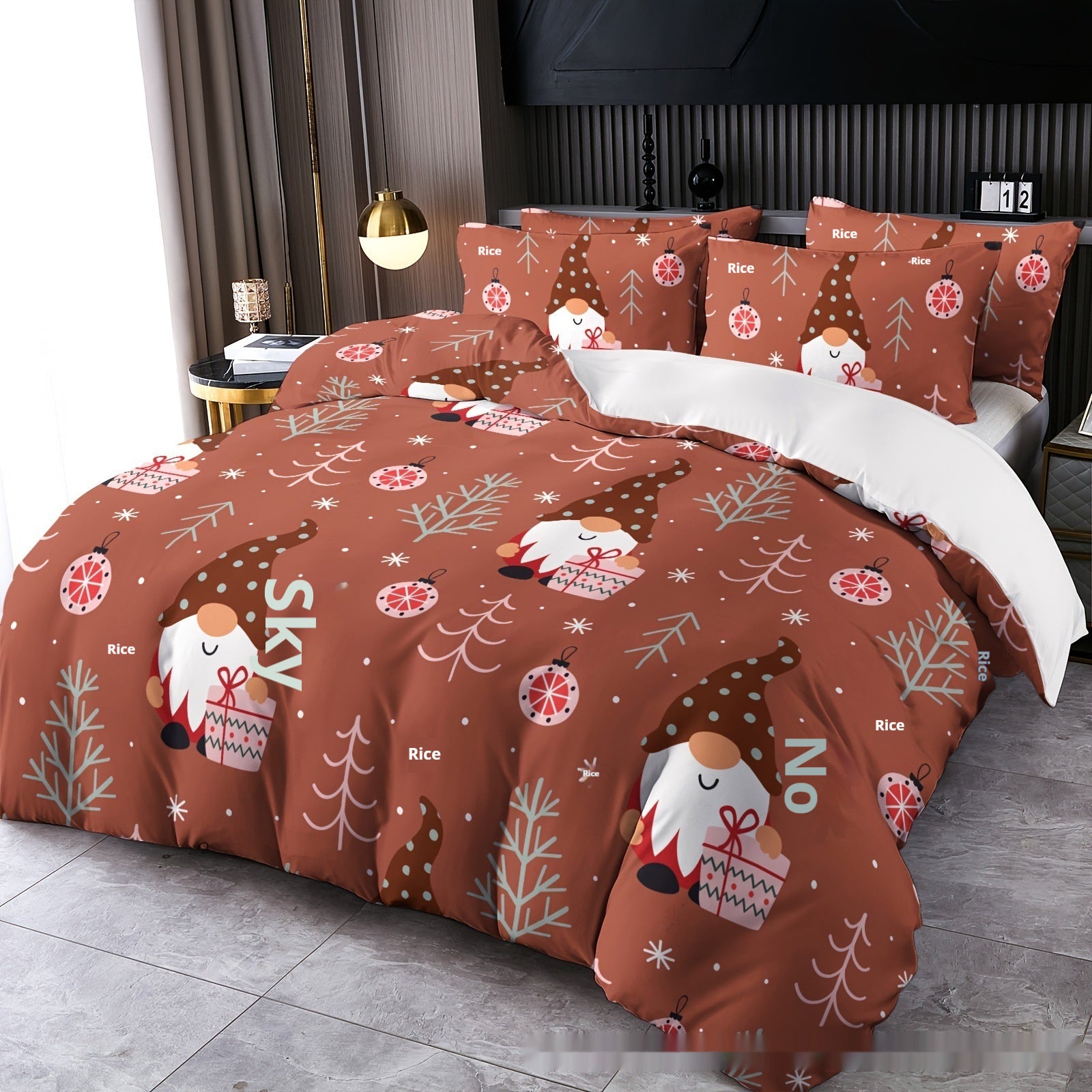 Digital Printing Christmas Holiday Pattern Bedding Suit
